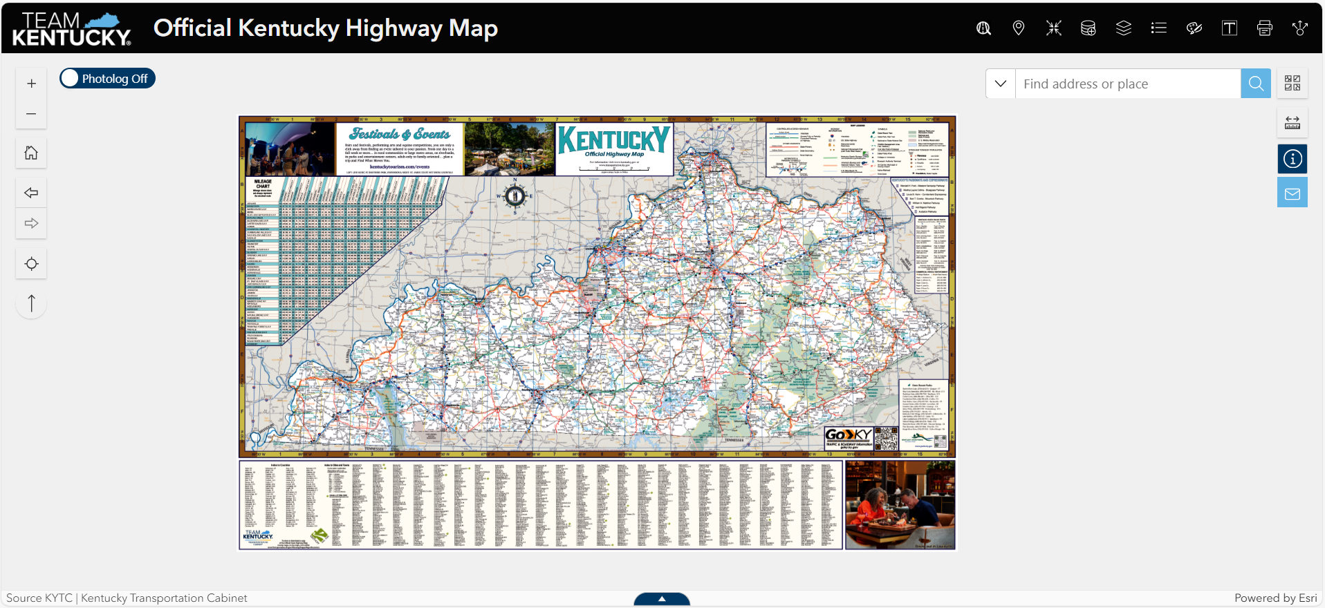 Official Highway Map KYTC Map Page 